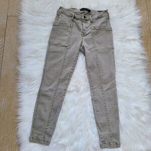 Liverpool Jeans Womens The Kylie Cropped Cargo Army Green Pants Ankle Zip